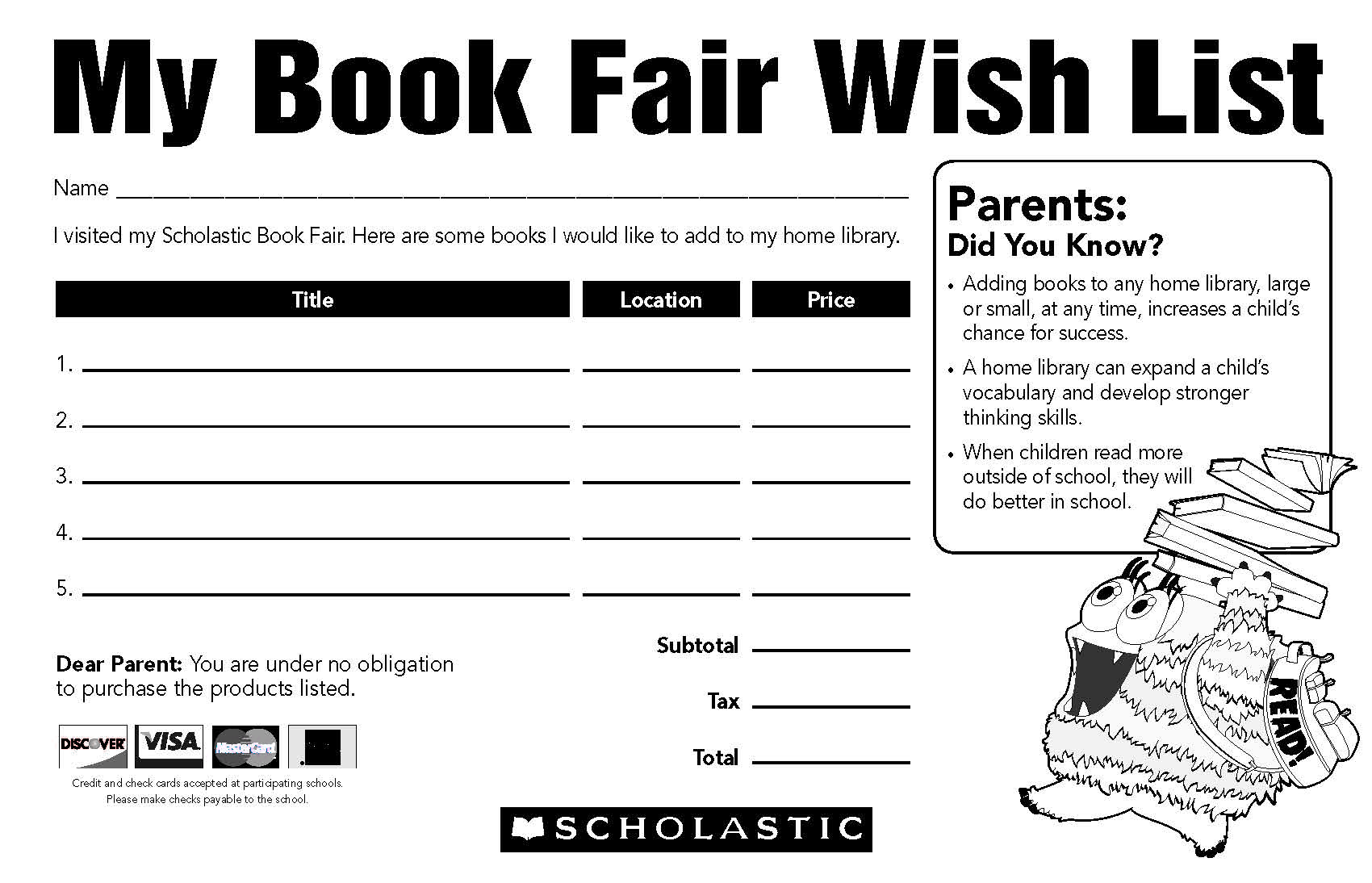 Scholastic Wish List Printable Printable World Holiday