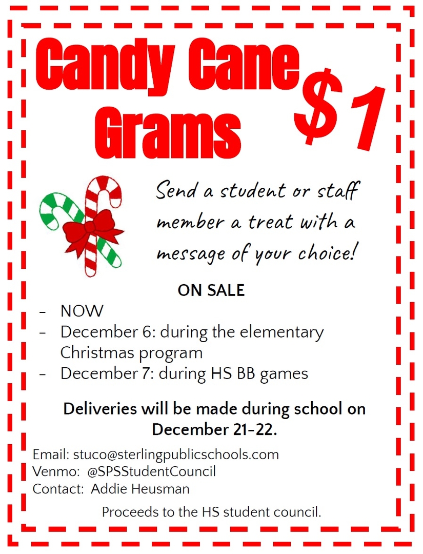Sterling Public Schools Candy Cane Grams